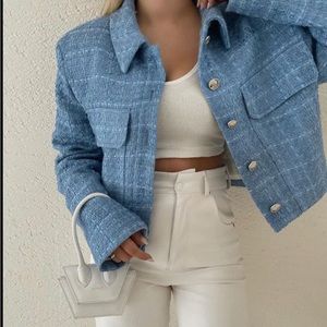 Zara cropped tweed blazer small